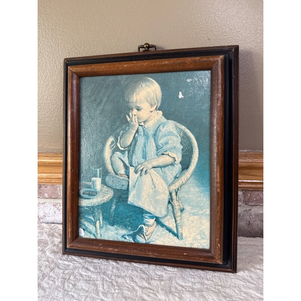 Vintage Art Print On Board "Gretchen" By James Ingwersen Girl Milk